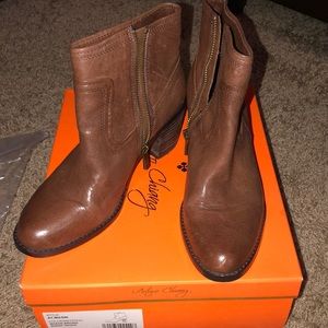 Worn once brown leather boots